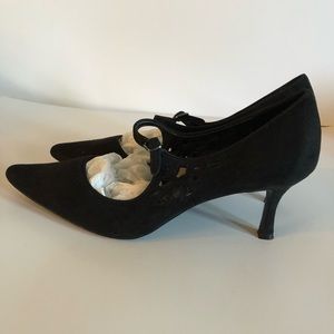 Brand New Black Suede Heels. 3.5 inches heel. Size 11. Pets/Smoke Free Closet.